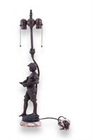 Semi Antique Bronze Figural Lamp (Signed)