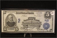 1902 $5 Bank of Minneapolis MN Bank Note