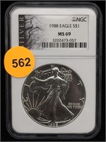 MS69 NGC 1988 Silver American Eagle