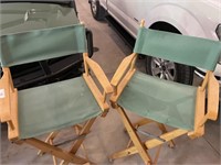 2 GREEN DIRECTOR CHAIRS