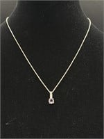 VTG Italian Silver 925 Necklace w/CZ Pendant
