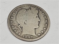 1907 O Barber Half Dollar Silver Coin