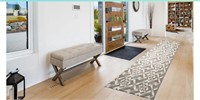 Geometric Design Hallway Runner Rug - 31"x19' Gray