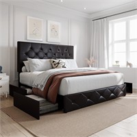 SHA CERLIN King Platform Bed Frame  4 Drawers