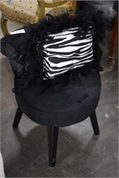 Black Boudoir Accent Chair with Feathered Pillow