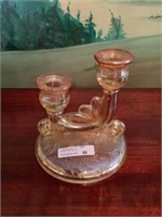 Vintage depression, glass candle double holder