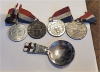 Rare WWI Original Lead Peace Medals + Spoon