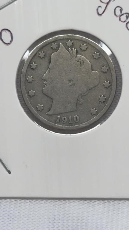 Of) 1910 liberty nickel condition G