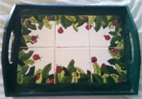 T - HANDPAINTED TILE TRAY (L6)
