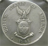 1944 WWII Silver Philippines 10 Centavos