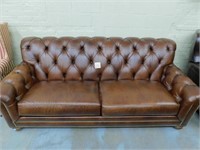 Ethan Allen Leather 2-Cushion Sofa (88")