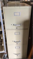 Tan metal 3 drawer file cabinet