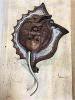 Leather Face Wall Sculpture, 18"T x 11.5"W