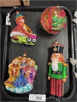 Four Christopher Radko Christmas Ornaments.