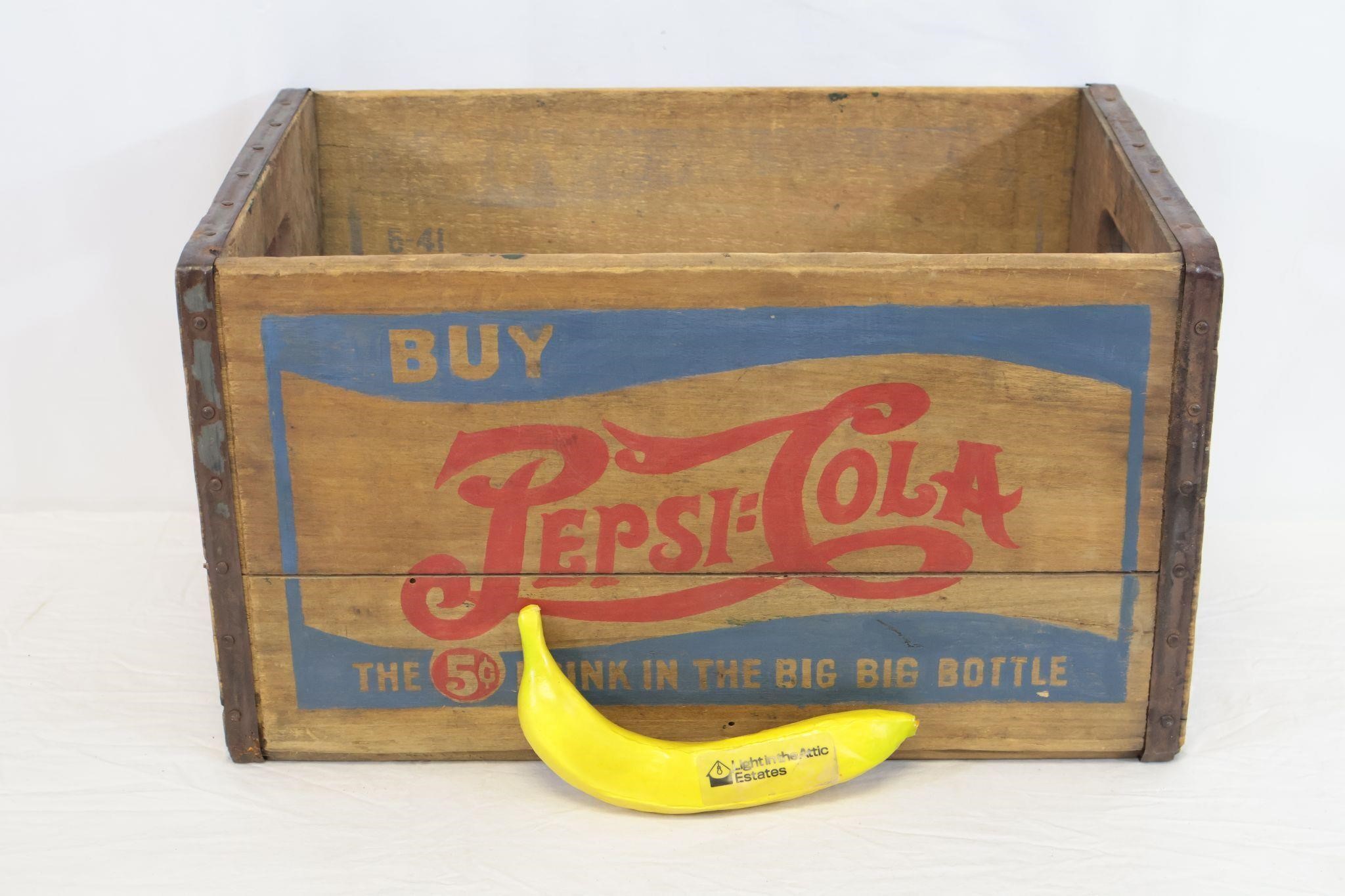 Colorful 1940s Pepsi-Cola Wooden Crate
