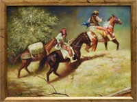 SIGNED OIL PAINTING, INDIAN RIDERS