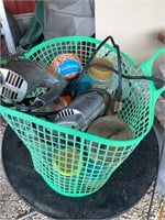 lot of old power tools and fasteners