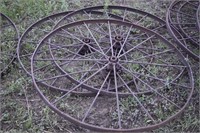 3 Matching Iron Wagon Wheels 54"