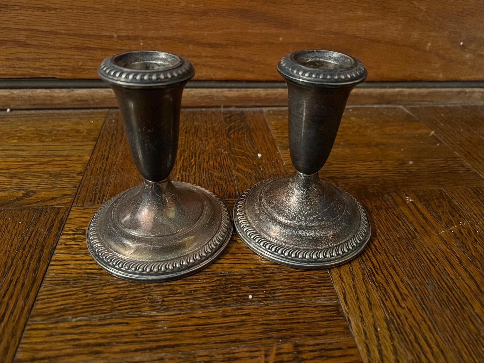 2 STERLING SILVER CANDLE HOLDERS 4" TALL
