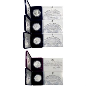 1994-97 Set of 5: Proof Silver Eagles PF