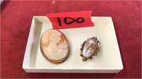2 VINTAGE CAMEO BROOCHES