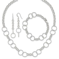 Sterling Silver-Necklace, Bracelet Earring Set