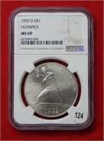 1992 D Olympics Dollar NGC MS69