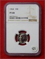 1964 Roosevelt Silver Dime NGC PF68