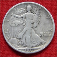 1917 D REV Walking Liberty Silver Half Dollar