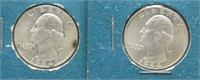 (2) UNC 1964-D Washington Silver Quarters.