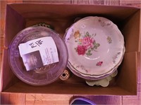 Box of vintage china, mostly bowls and cut glass