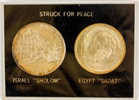 Coin 2 Silver Coins Isreal Sholom & Egypt Sadat
