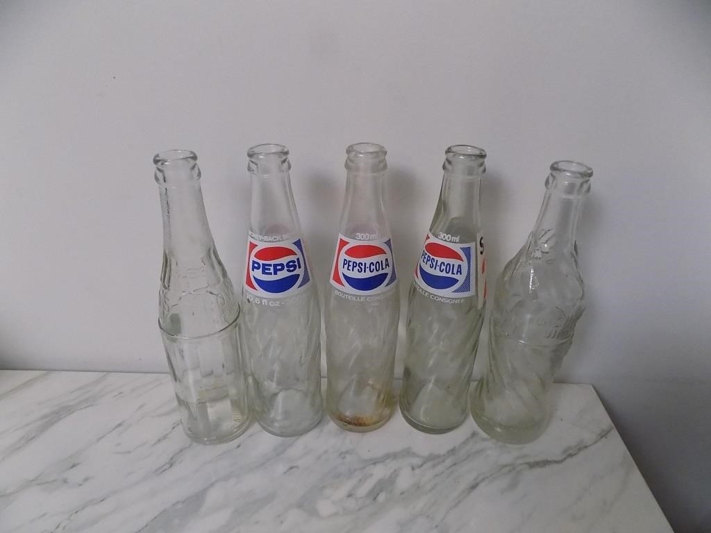 5 Vtg Pop Bottles, 1 Browns Bev. Gravenhurst Ont