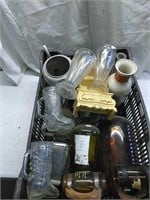 Box of miscellaneous vases & Glasses