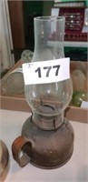 13" ROUND METAL BASE OIL LAMP W/ FINGER HOLD