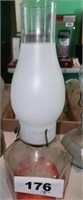 15" TALL 6 SIDED GLASS BOTTOM OIL LAMP W/