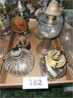 6 X'S BID VARIOUS GLASS BOTTOM OIL LAMPS