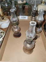 5 X'S BID SMALL MATCHING GLASS OIL LAMPS