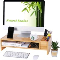 New 2-Tier Bamboo Monitor Stand | Wood Desk Organi