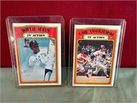 (2) 1972 TOPPS IN ACTION CARDS - GREAT SHAPE