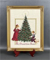 Framed Oh, Christmas Tree Cross Stitched Art