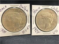 Lot of 2 Peace silver Dollars Absolutely