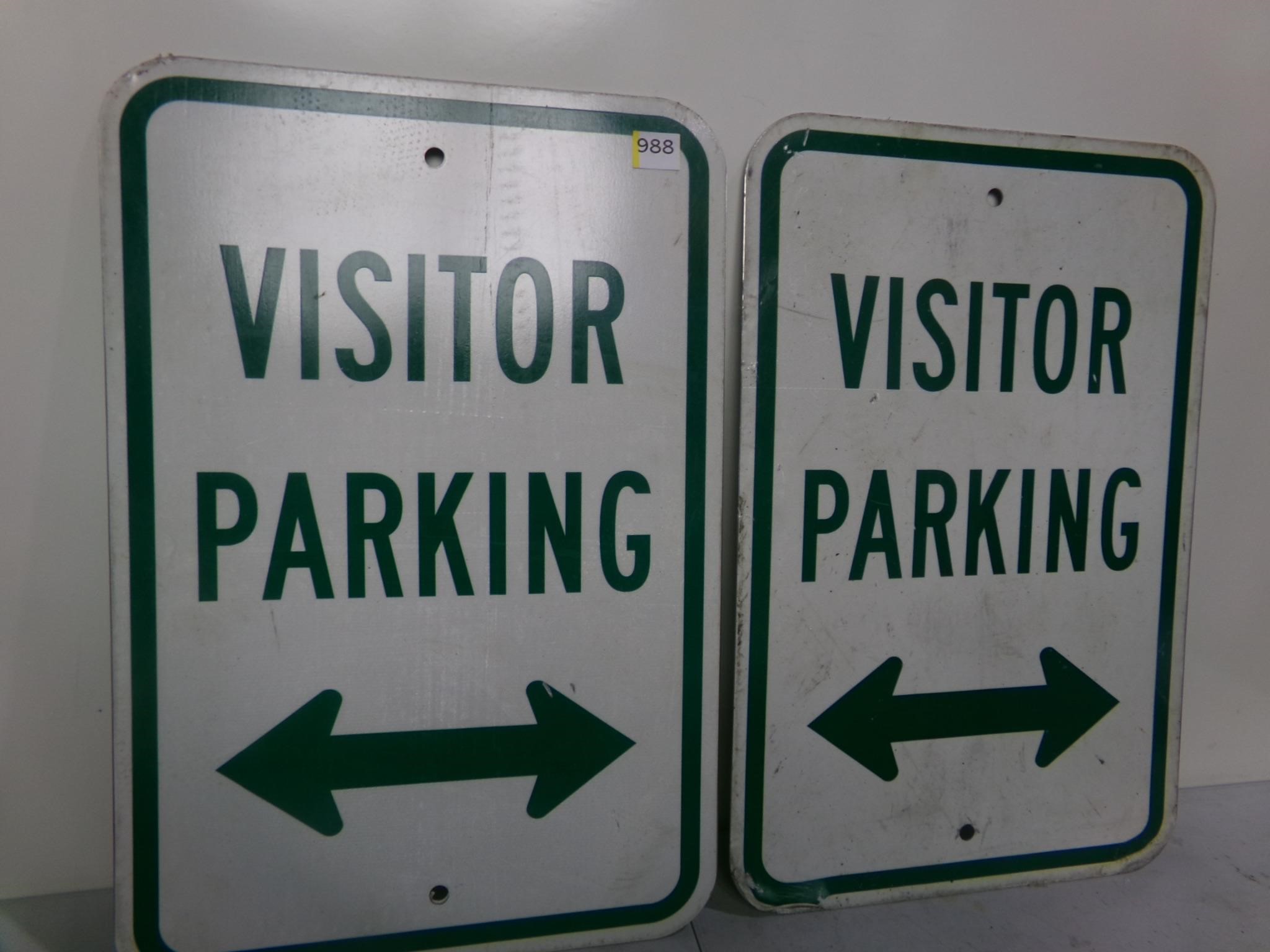 2 Metal Visitor Parking Signs 1ftx18"