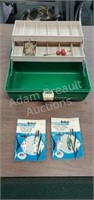 Vintage Flambeau plastic tackle box and assorted