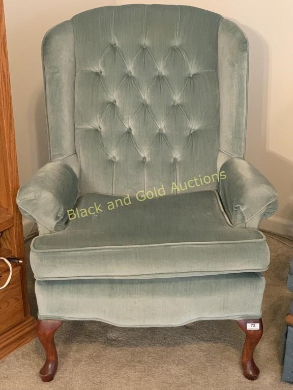 Light Green Upholstered Wing Back Chair