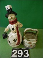 Snowman 15" T  & Snowman Basket 8" T