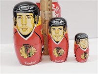 Chicago Blackhawks Hand Painted 3 Nesting Dolls