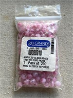 Pink color marble glass beads bag