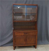 Mid Century Modern Pecan China Cabinet