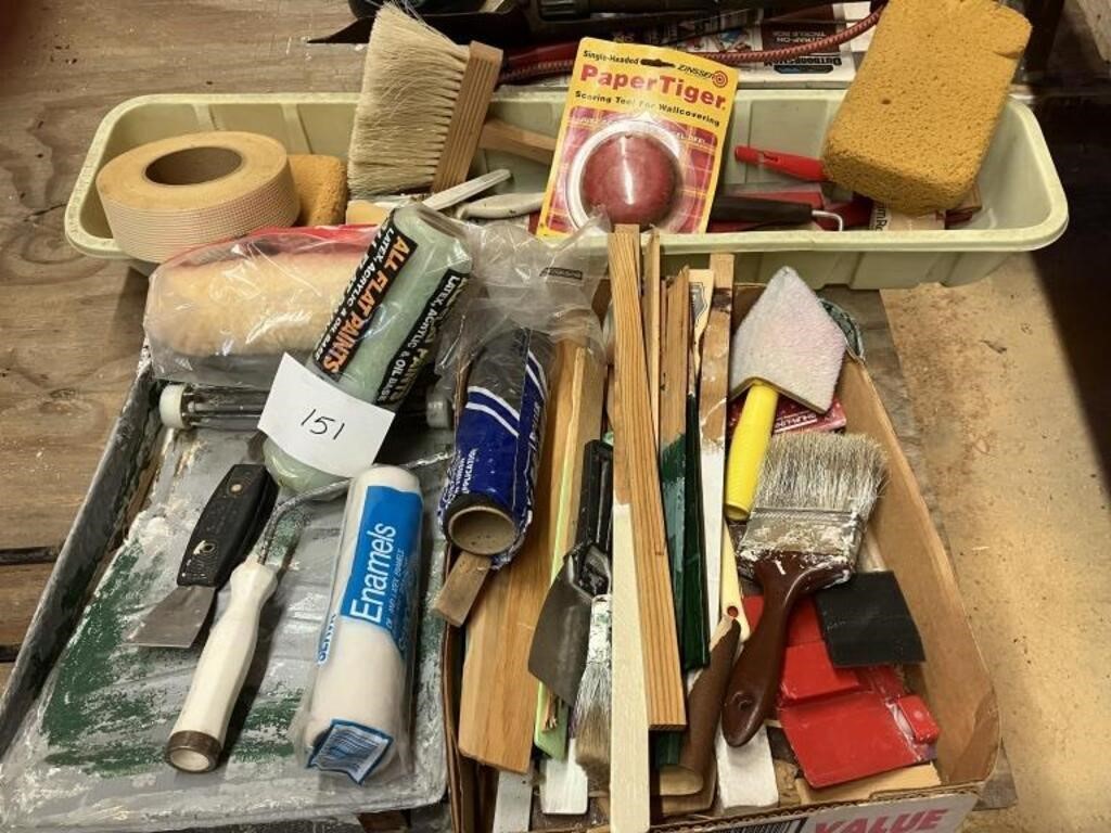 large assortment of painting supplies